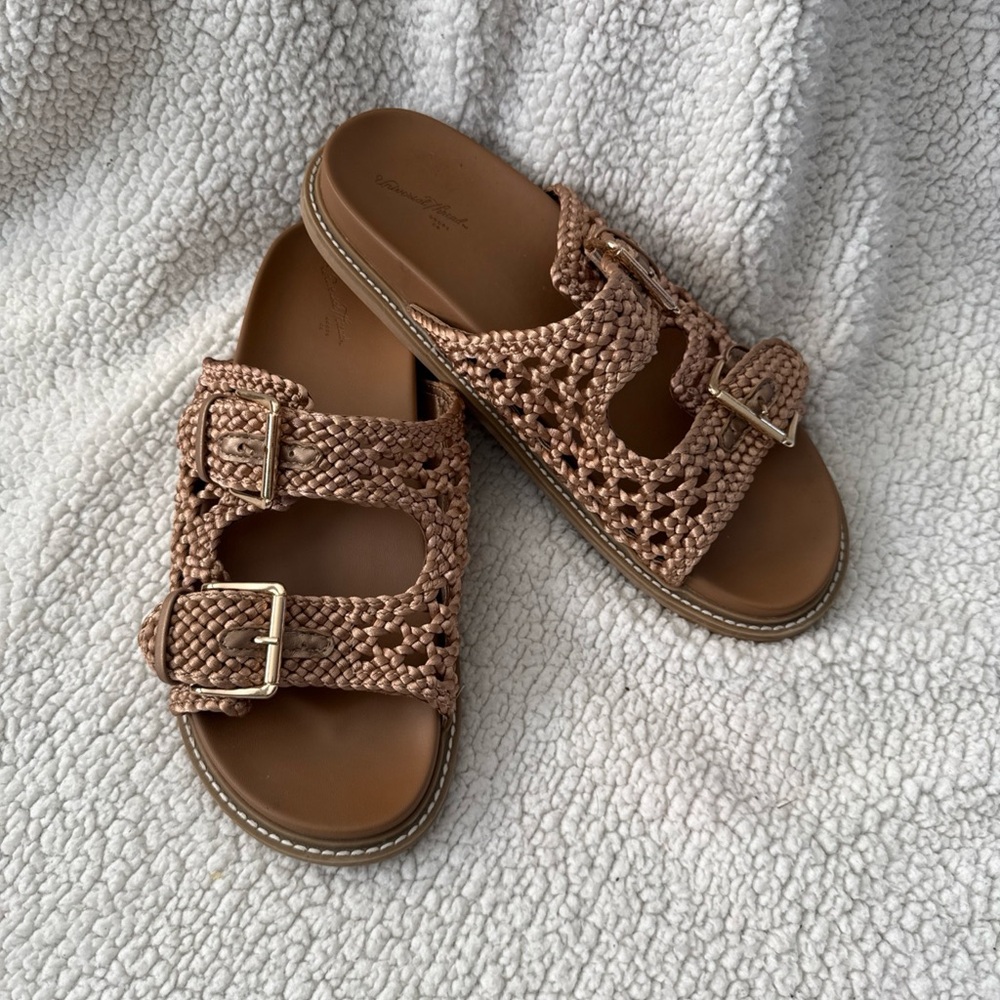 Universal thread Braided Double-Buckle Slide Sandals - Tan size 10